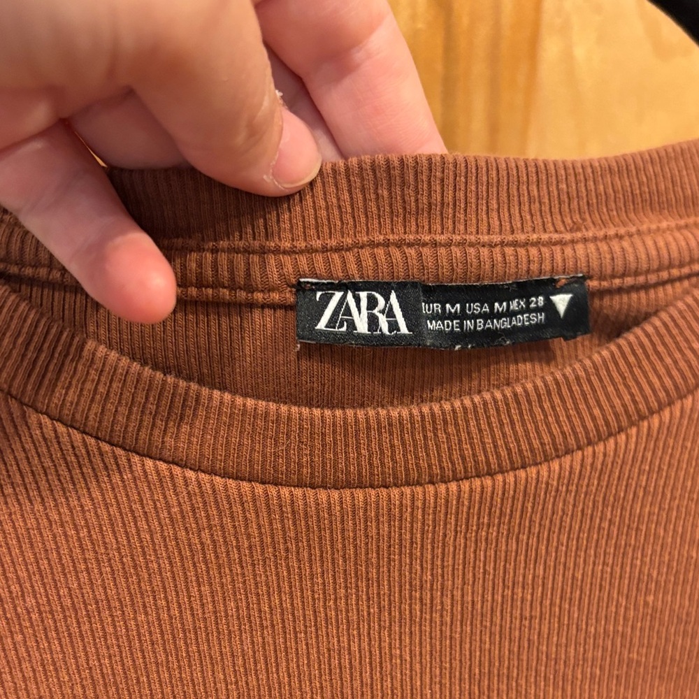 Zara Ribbed Brown Top - Picture 2 of 2